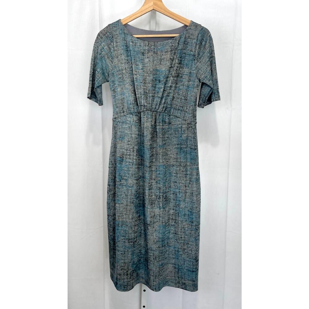TIFFANY ROSE Maternity Anna Shift Jersey Dress Shimmer Blue Gray Size 2 M